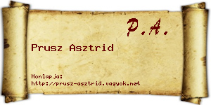 Prusz Asztrid névjegykártya